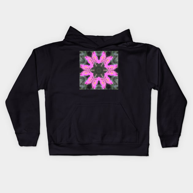 Zinnia Flower Butterfly Kaleidoscope Pattern (Seamless) 2 Kids Hoodie by Swabcraft